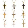 Custom Bling Diamond Zirconia Cross Pendant Necklace for Men 18k Gold Plated Stainless Steel Cz Crystal Crucifix Cross Necklace
