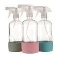 Pastel Colorful Frosted White Transparent   boston Glass Bottle   500ml 16oz Pink Spray   Glass Bottle with Silicone Sleeve