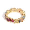 Damila Colorful Stone Fine Jewelry Rings Irregular 18k Gold Tiny Baguette Rainbow Full Zircon Rings for Women