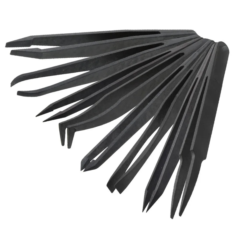 Electronic Components Maintenance Repair Tools 93301-93308 Black Plastic ESD Anti-static Tweezers for Industry
