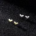 Trendy Minimalist Fine 925 Sterling Silver Gold Plated Bezel Setting Heart Shaped Stud Earrings for Party & Gift