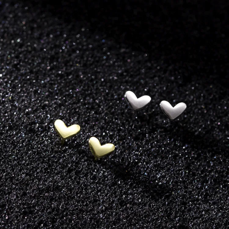 Trendy Minimalist Fine 925 Sterling Silver Gold Plated Bezel Setting Heart Shaped Stud Earrings for Party & Gift