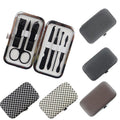 7pcs Black Stainless Steel Nail Clipper Cutter Trimmer Kit OEM Logo Manicure Pedicure Set Ear Pick Grooming Box Beauty Use