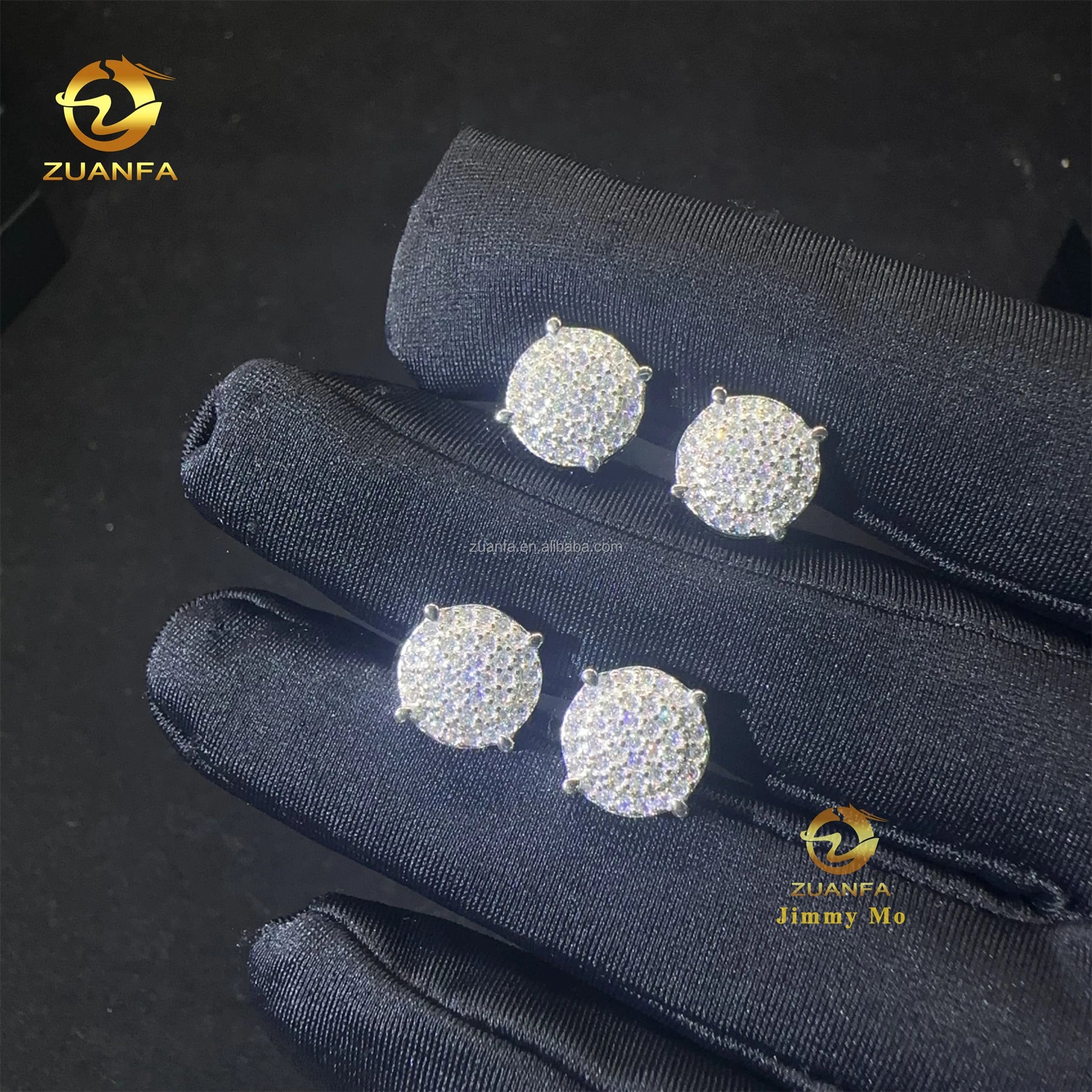 New Arrivals Lowest Price Retail Price  Iced Out 925 Sterling Silver VVS1 Moissanite Diamond Hip Hop Stud Earrings Man With GRA