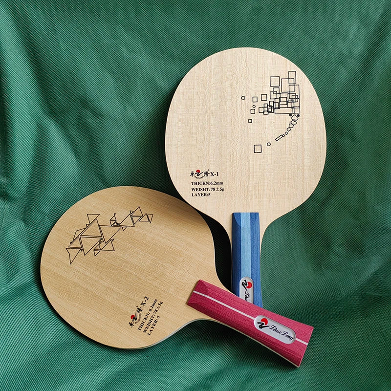 ZhuoLong New X-1 X-2 Table Tennis Rackets 5-Layer Pure Wood Straight Grip 158x152mm Offensive Fast Attack Blade