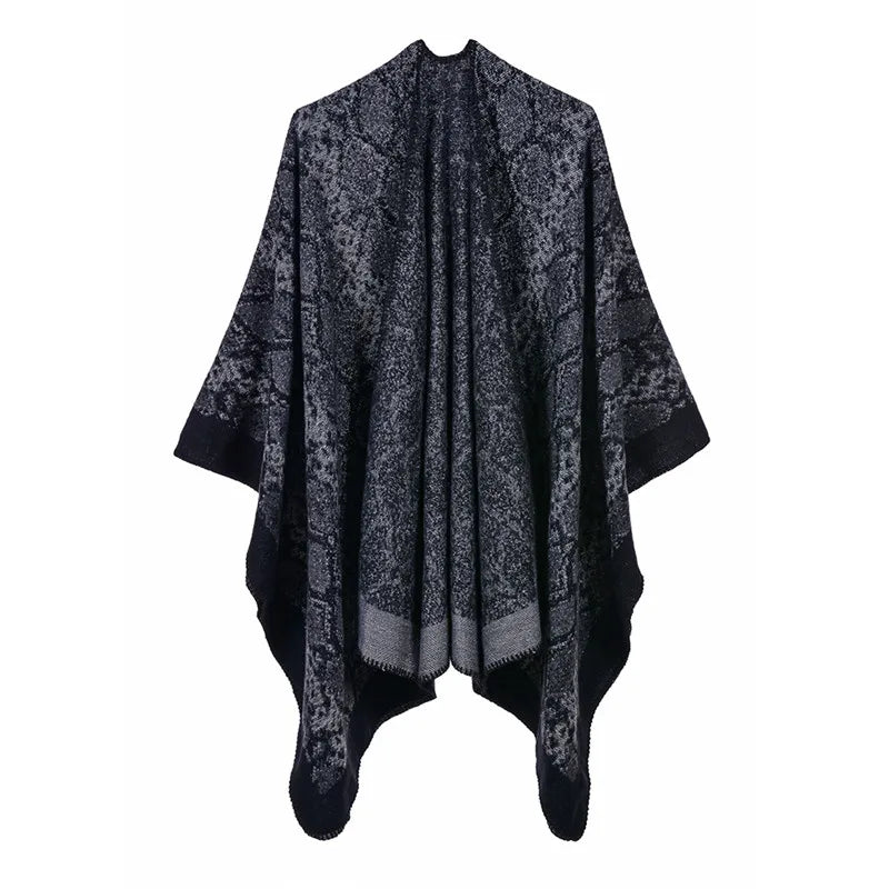 2020 New Fashion Winter Oversized Women Thick Stripe Ponchos and Capes Cashmere Ponchos Shawl for Ladies