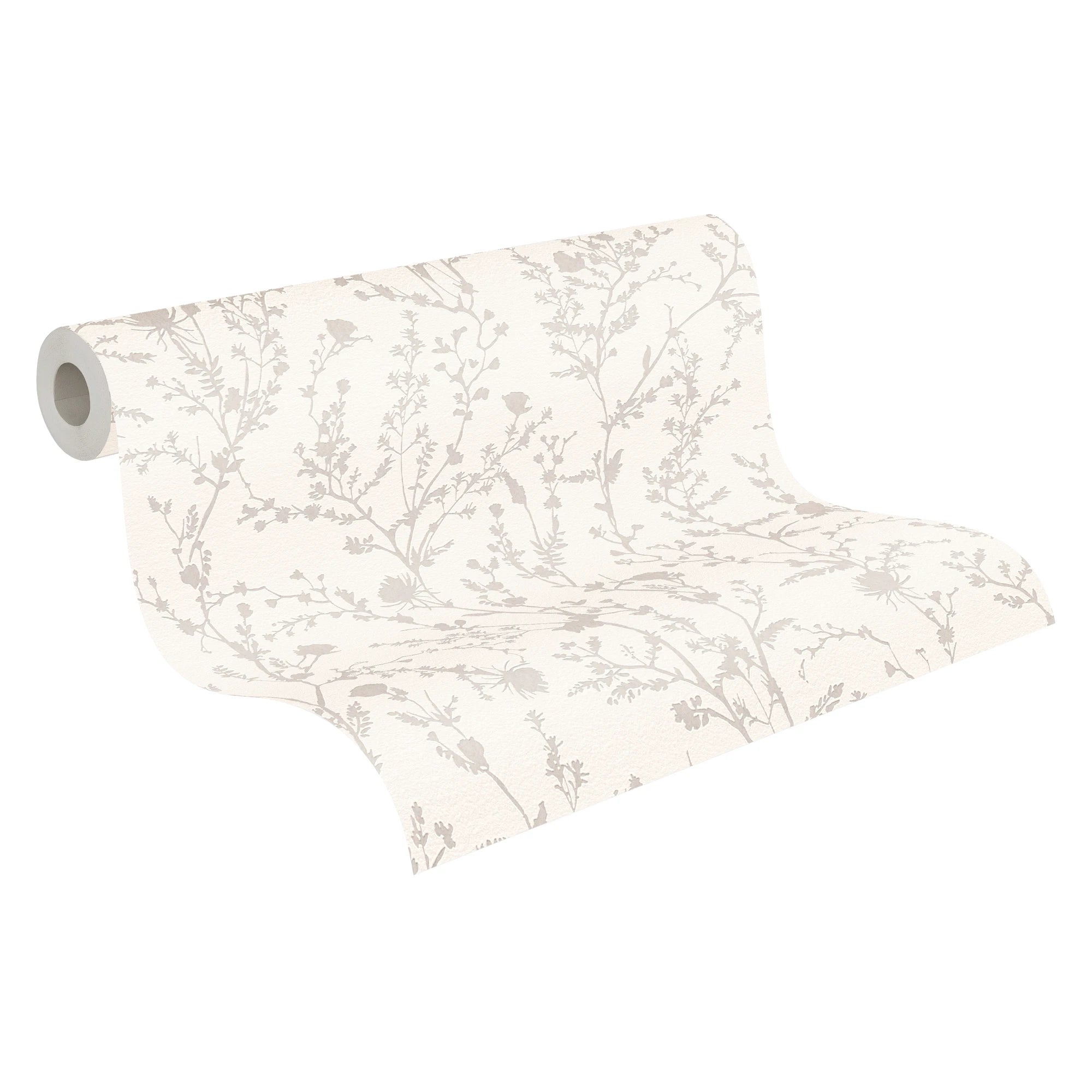 Made in Germany - Wallpaper rolls Floral White Grey - Non Woven Vinyl - Modern Wallpaper Knots for Walls - 1005 x 053 m