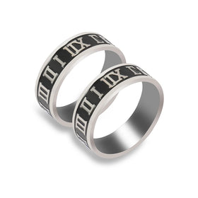 Fashion Jewelry Roman Numerals Ring Black Drop Oil Stainless Steel Rings for Men