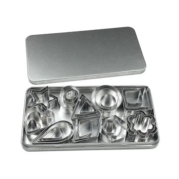 30 Pcs Mini Geometric Shaped Cookie Biscuit Cutter Set Tiny Baking Stainless Steel Metal Molds