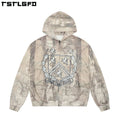 Custom Streetwear Oversized Acid Stone Washed Distressed Hoodie Sun Faded Zip up 100% Cotton Autumn Men