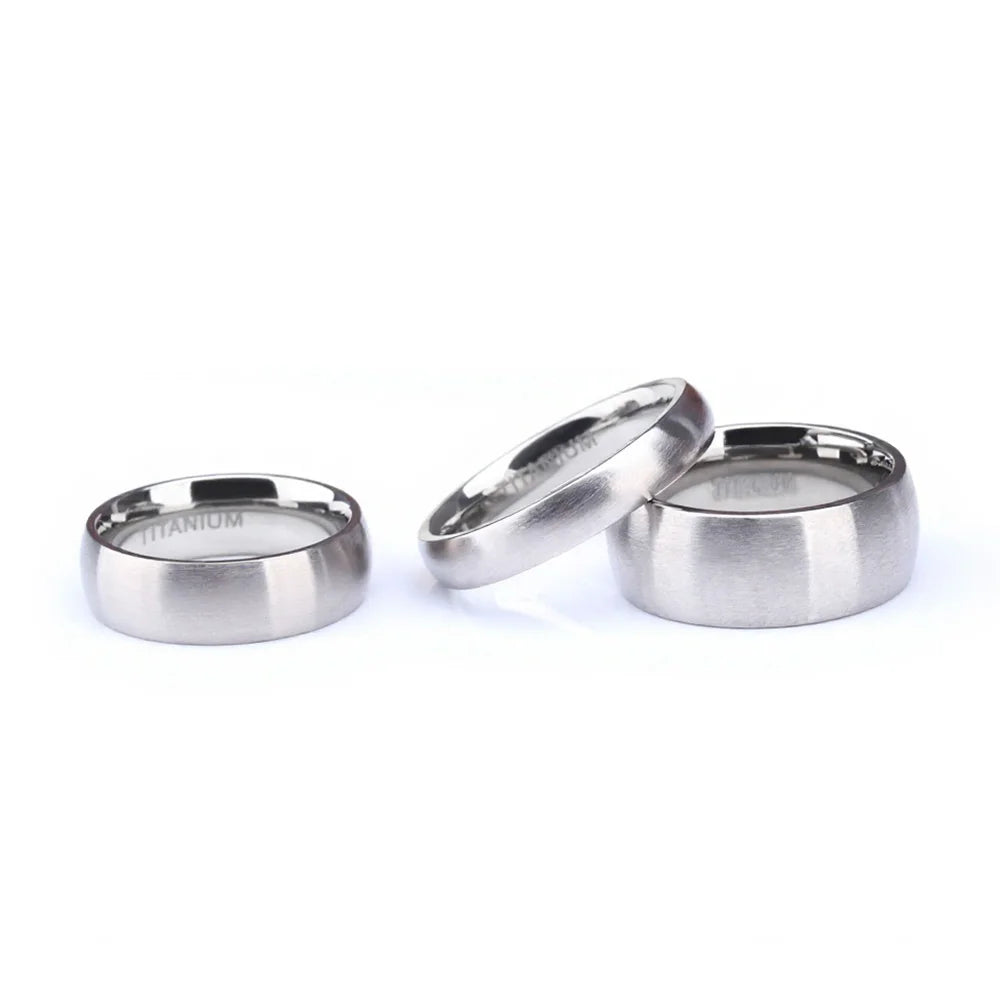 OAHLAN Fashion Jewelry 4/6/8mm Simple Wedding Band Brushed Silver Color Titanium Rings for Men Women Engagement Anniversary Gift