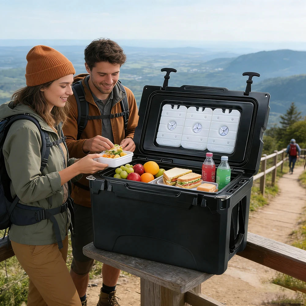 40QT Large Capacity Rotomolded Hard Cooler with Ice Box Insulated for Camping Fishing & Outdoor Food Storage