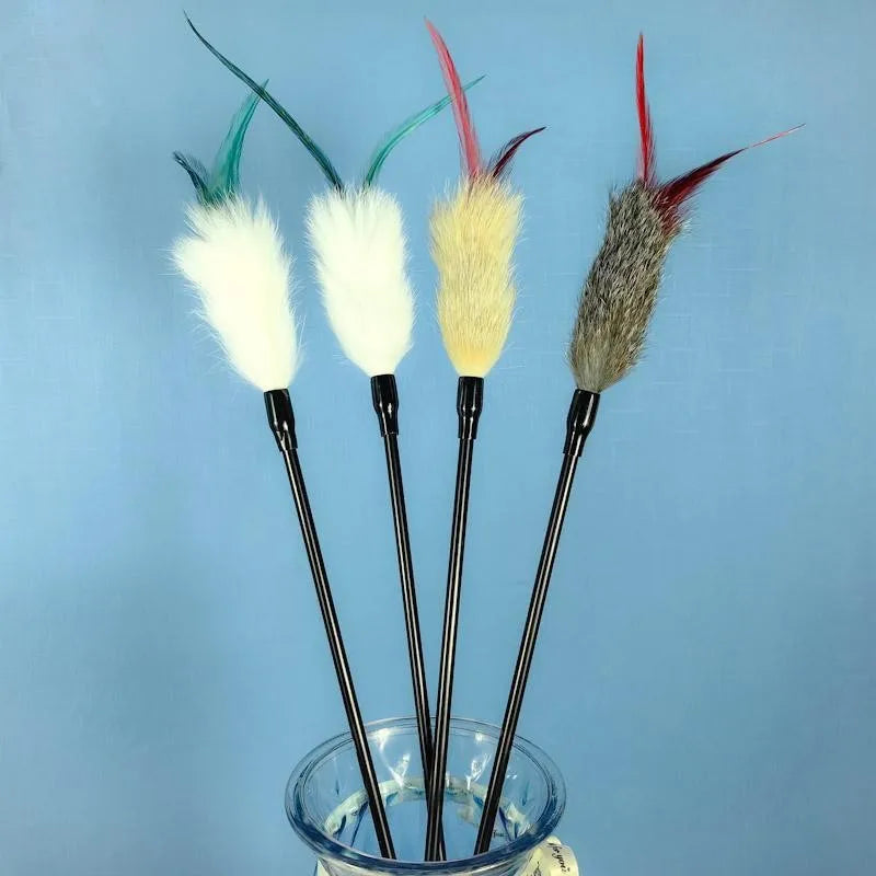 New Rabbit Hair Cat Teaser Toy Natural Color Fur Bite-Resistant Sticker Interactive and Movement Pet Toy