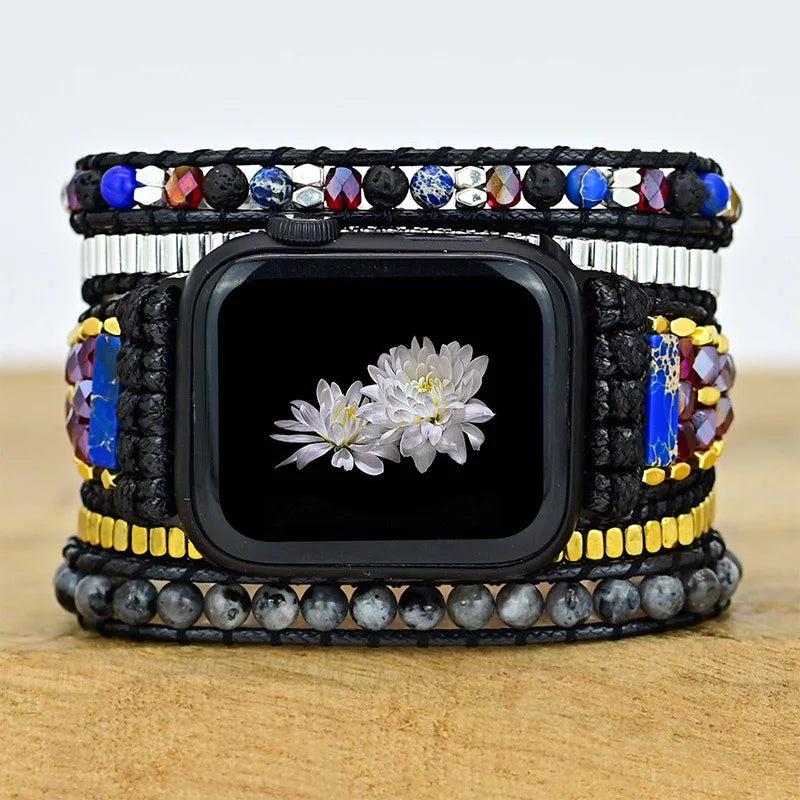 Boho Bracelet IWatch Strap Leather Wrap Watch Bands Multi Wrap Bandmade Braided Bracelet Watch Bands