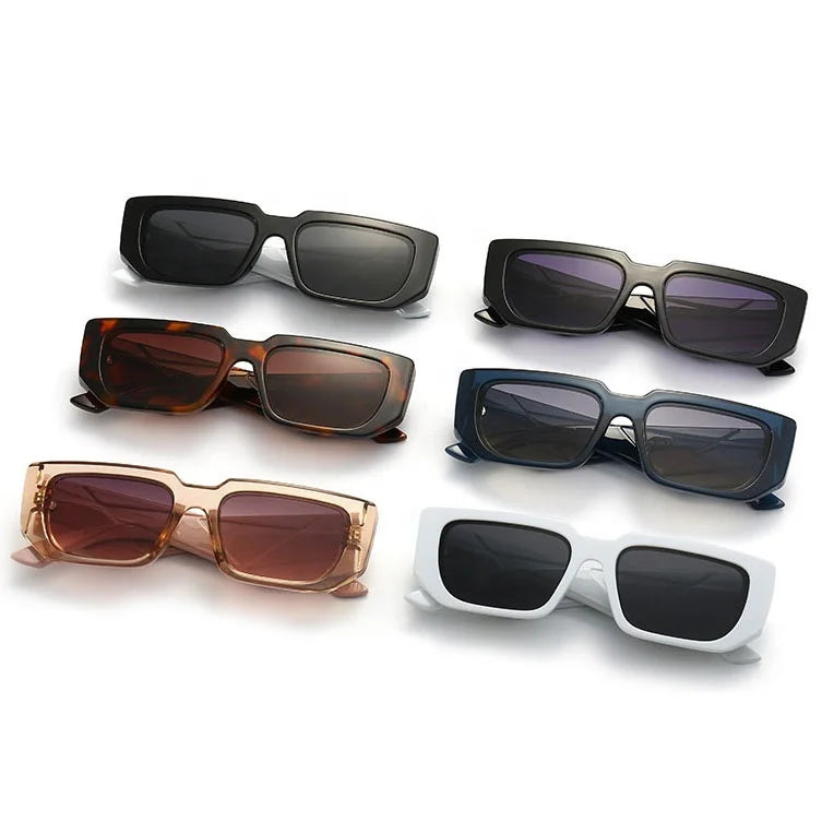 Classic 2024 Square Frame Irregular New Multi Color Small square Frame Sunglasses Wide Temples Popular Lady Newest Glasses