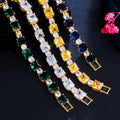 Elegant Design Green Blue Cubic Zircon Crystal 18k Yellow Gold Plated Women Engagement Party Bracelet Jewelry Femme