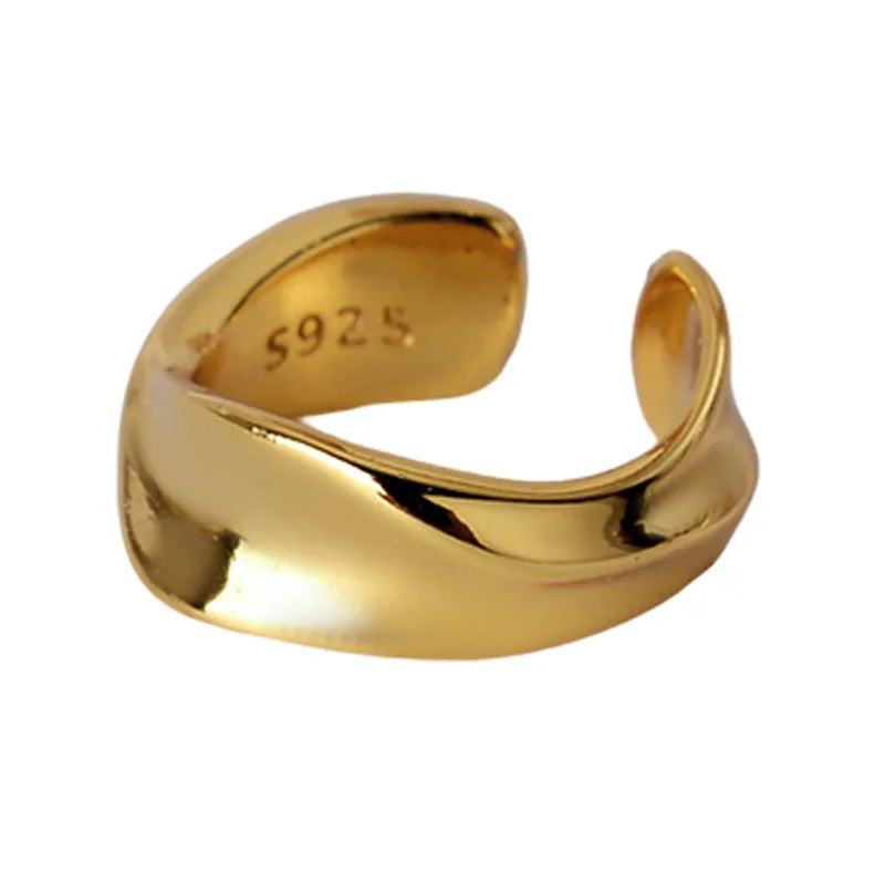 Genuine 925 Sterling Silver Twisted Ear Clip No Pierced Smooth Wave Ear Cuff Buckle for Women Girls