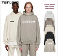 Wholesale Custom Men 380GSM 100% Cotton No String Embroidered Oversized Lined Unisex Winter Digital Printing Pullover Hoodies
