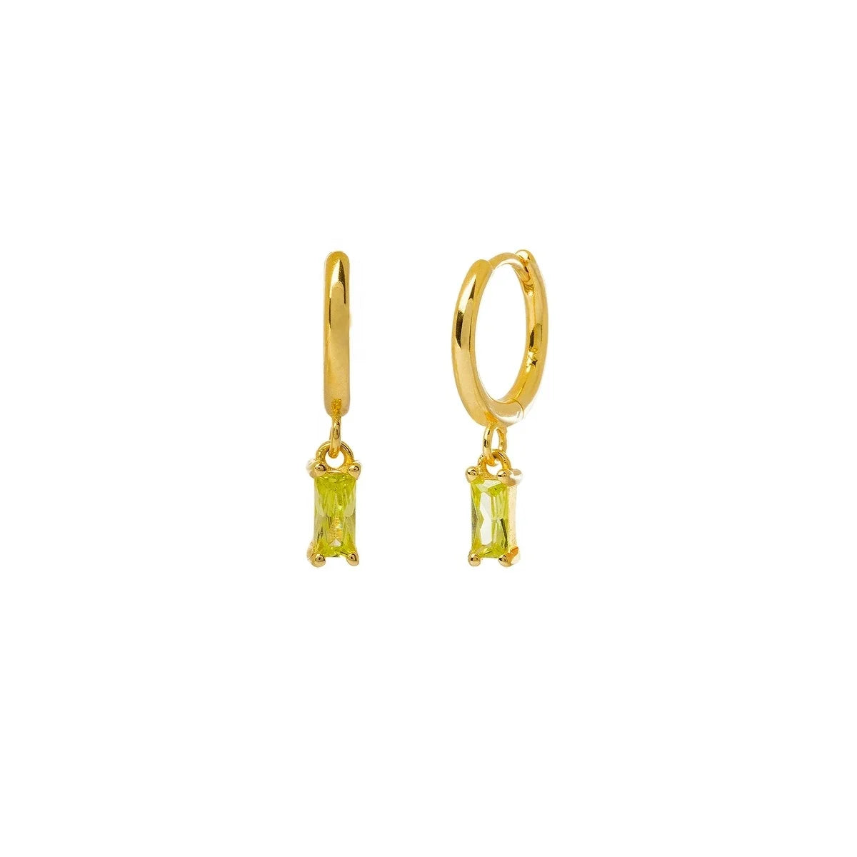 LOZRUNVE Bohemian Lady Jewellery 925 Sterling Silver Multi Colored Baguette Zirconia Dangle Hoop Earring