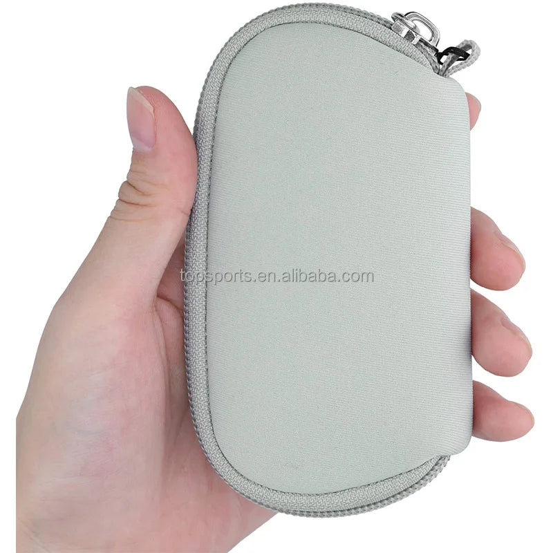 Grey Portable Neoprene Mouse Bag Dust Resistant Mouse Cover With Zipper Compatible with Universal Gaming Mouse