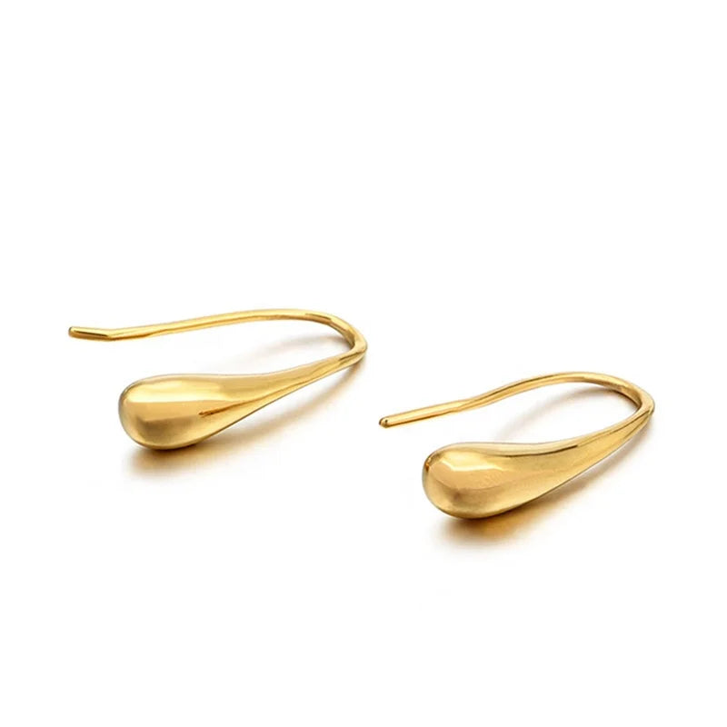 MECYLIFE Tarnish Free Stainless Steel Jewelry Water Drop Earrings Hook Shape Earrings Women
