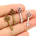 40pcs 25x9mm Bronze Antique Silver Plated Key Handmade Charms Pendant:DIY Jewelry Making Findings Supplies for Bracelet Necklace
