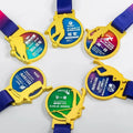 Custom Polished Gold Silver Bronze Metal Sport Crystal Medal for Soccer Basketball Badminton Marathon Running MH-J0253