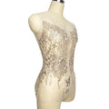 5 Pcs/bag lot Beaded 3D Sliver Front Chest Pairs Non Flat Back Dress Glass Bodice Rhinestone Applique