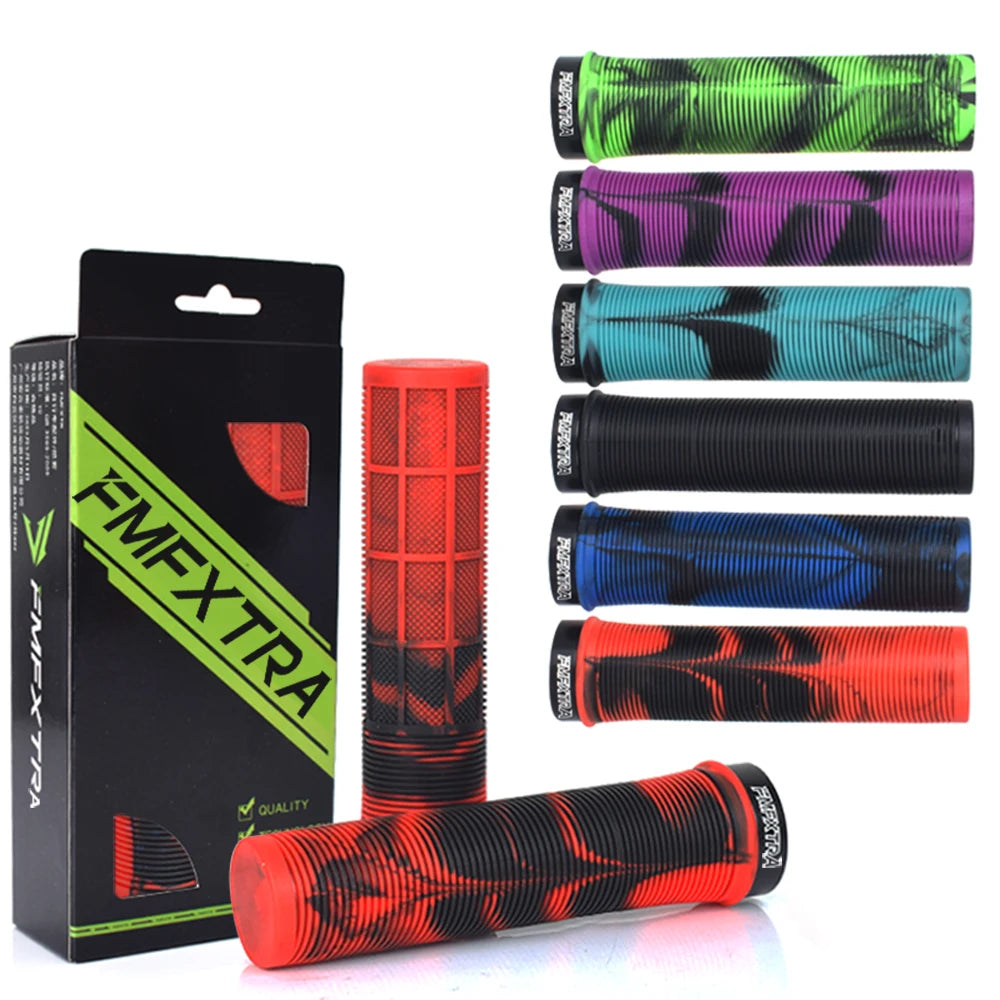 FMFXTRA Bicycle Handle Grip Soft Shock Absorption MTB Grip Rubber Aluminum Alloy Lock Ring Folding Bicycle Handle Cover