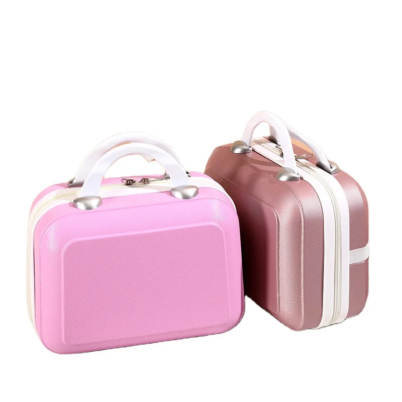 Customize Logo New Fashion 14 Inch Ladies Makeup Bag Mini Suitcase with ABS Suitcase  Travel Cosmetic Bag