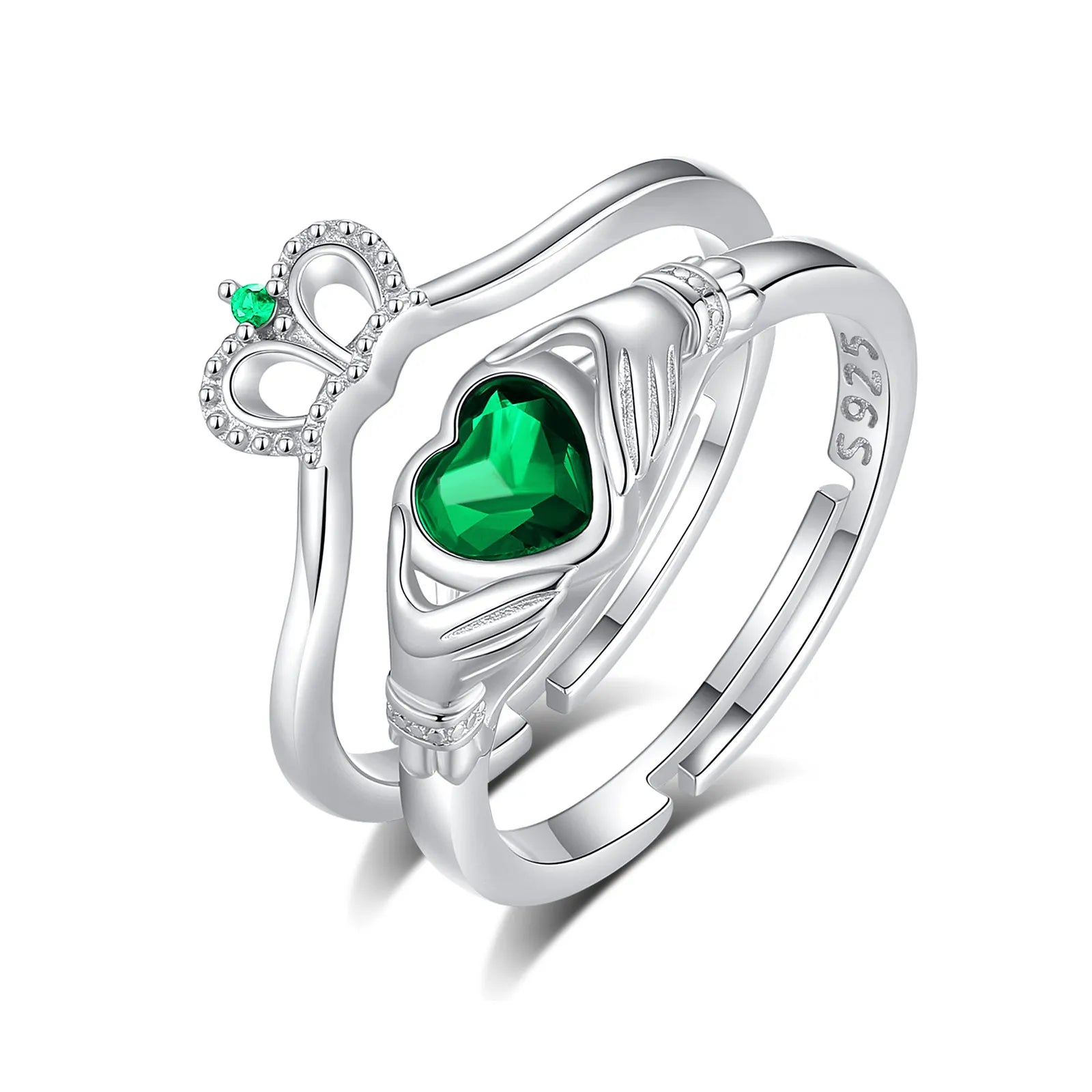 Merryshine 925 Sterling Silver Anillo De Plata 12 Month Heart Gemstone Celtic Jewelry Claddagh Ring