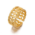 Nabest Waterproof Geometric Open Ring Jewelry Stainless Steel Women PVD Gold Plated Hollow Adjustable Rings