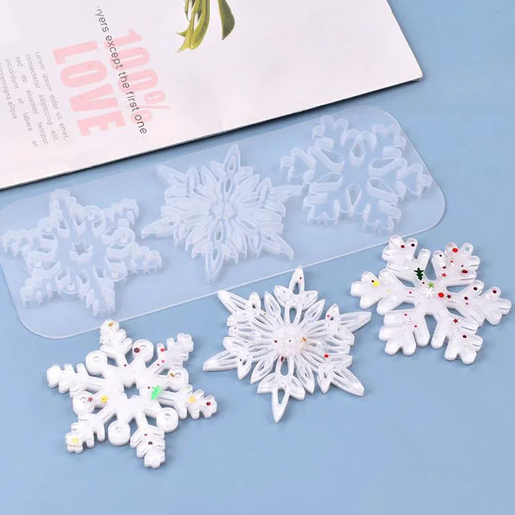 YS Factory Custom DIY Snowflake Resin Silicone Molds Christmas Tree Snowflake Charm Hanging Tag Pendant Hanging Home Decor Tools MegaBDM