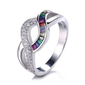 Ladies Ring Jewelry Colorful AAA Cube Zircon Charming Simple Ring for Girls Gift