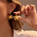 Summer Bohemian Beach Stainless Steel Drop Earrings Sea Crab Pendant Circle Earrings Fashion Jewelry