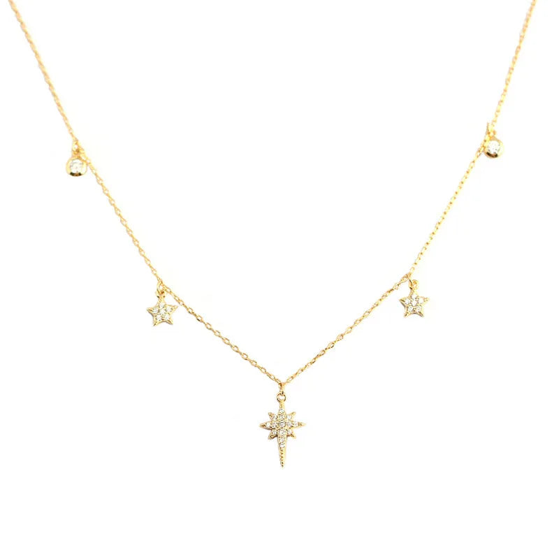 Exquisite Gift S925 Sterling Silver Star Charms Necklace