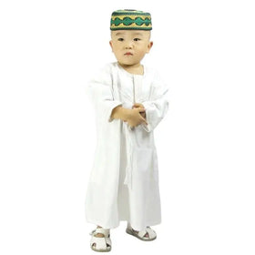 New Design Round Neck Abaya Robe for Boys 1-6 Years Made From Cashmere for Traditional Islamic Worship for Dubai Muslims