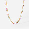 INS Trendy Minimal Jewelry Boho Tassel Design 18k Gold Plated Titanium Steel Colorful Enamel Chain Choker Necklace for Girl