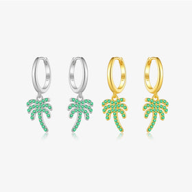 FUAMAY Fashion Aretes Green Zircon Jewelry Tree Pendant Earrings Palm Tree Earrings