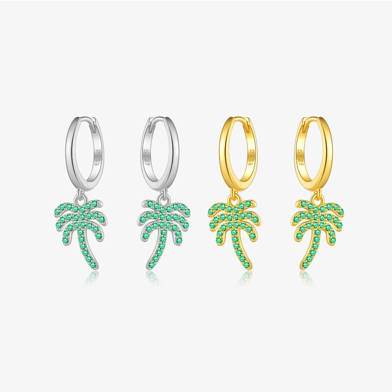 FUAMAY Fashion Aretes Green Zircon Jewelry Tree Pendant Earrings Palm Tree Earrings