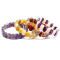 11*16MM Natural Oval Shape Faceted Elastic Cord Stone Crystal Aquamarine Obsidian Amethyst Bracelets Bangles Femme for Women
