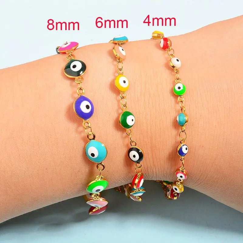 Dainty Evil Red Eye Bracelet Accessories Gold Filled Women Stainless Steel Jewelry