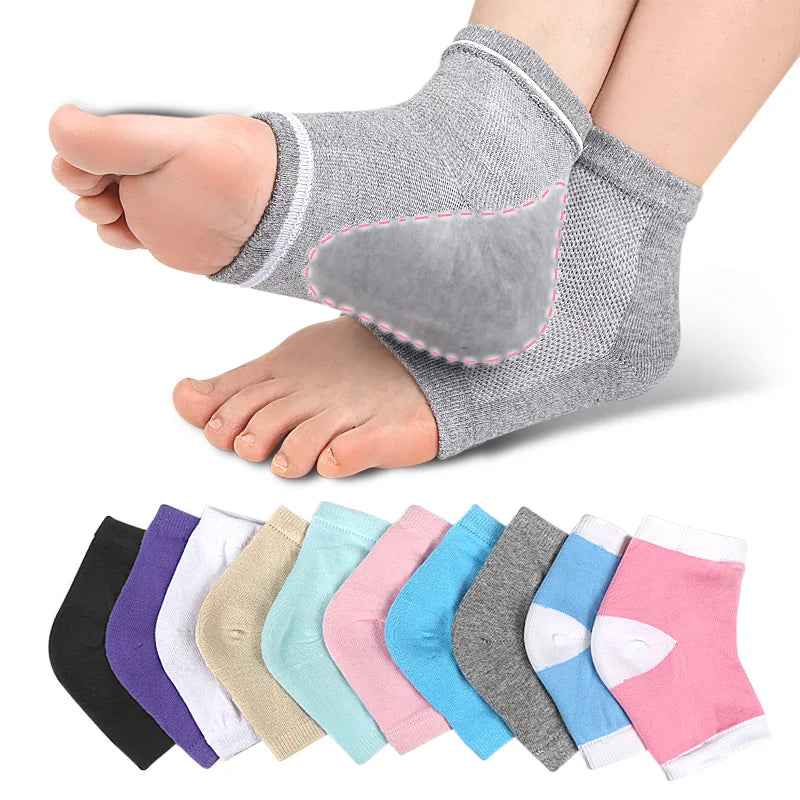 Soft Gel Lining Foot Care Spa Socks Breathable Heel Sleeve Moisturizing Gel Heel Socks for Dry Feet Cracked Personal Care