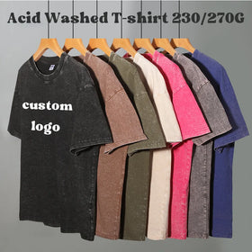 Vintage Digital DTG Custom Printing Drop Shoulder Men Women Unisex Heavyweight Acid Washed Cotton Oversize T-shirt Men
