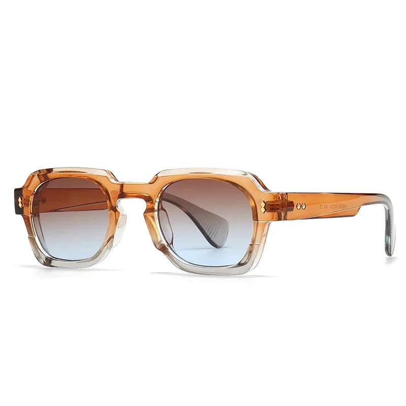 Party Women Narrow Square Gradient Men Rivets Sun Glasses Men Polygon Thick Plastic Frame Designer Rectangle Sunglasses