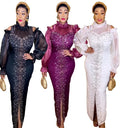 Popular Design African American Dress Mesh Dress Modern African Clothes Rhinestone Nigerian Dresses Women Elegant African