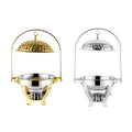 Luxury Design Arabic 8L Large Stainless Steel Gold Round Hanging Lid Food Warmer Chafing Dishes Buffet Set for Catering
