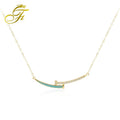 Luxury Women's 18K Solid Gold Choker Necklace with Link Chain Trendy Zircon Stone Jewelry for Wedding & Gift