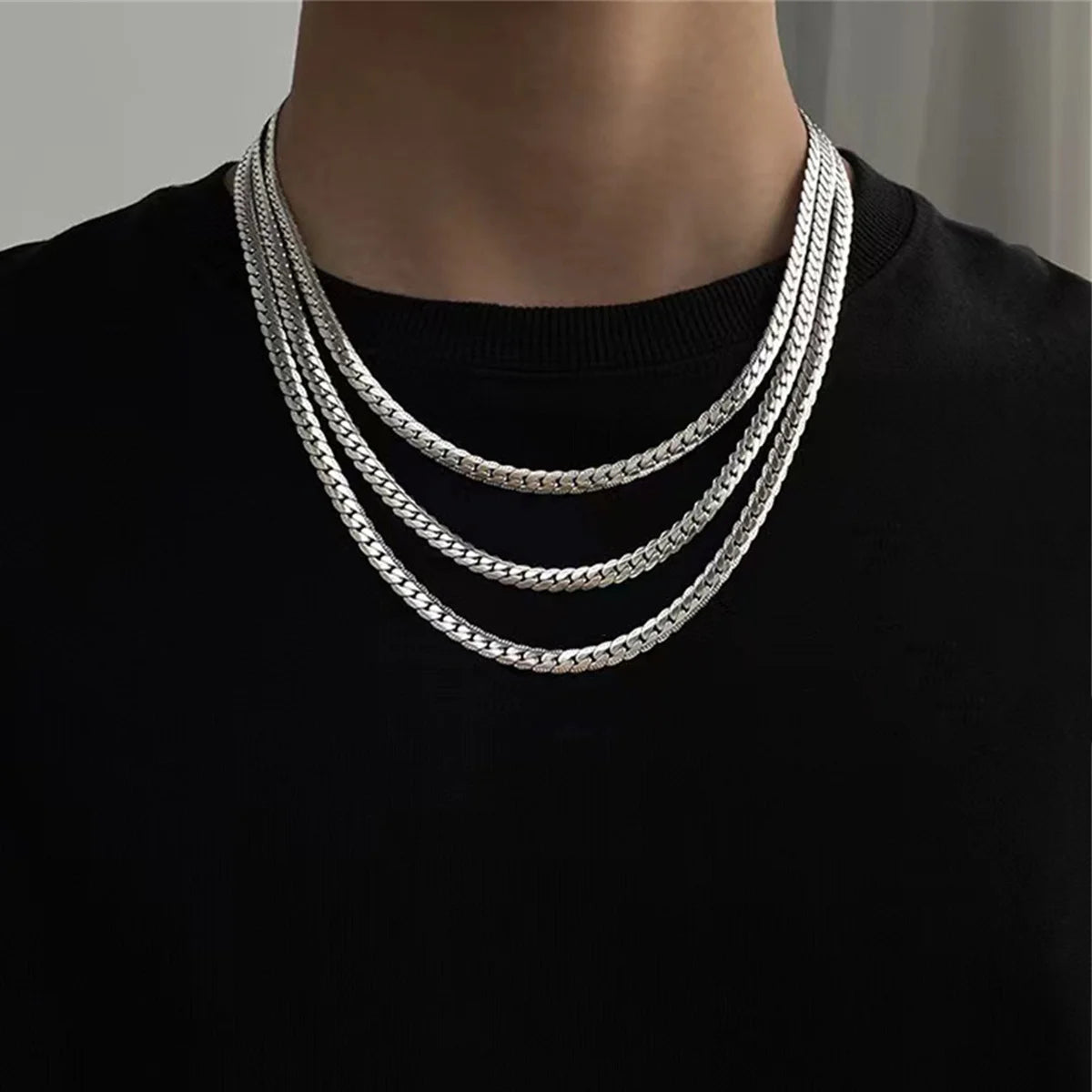 Stainless Steel Waterproof Knurling Serried NK Chain Necklace for Men/Women Daily Chunky Neck Chains Accessories Fashion Jewelry