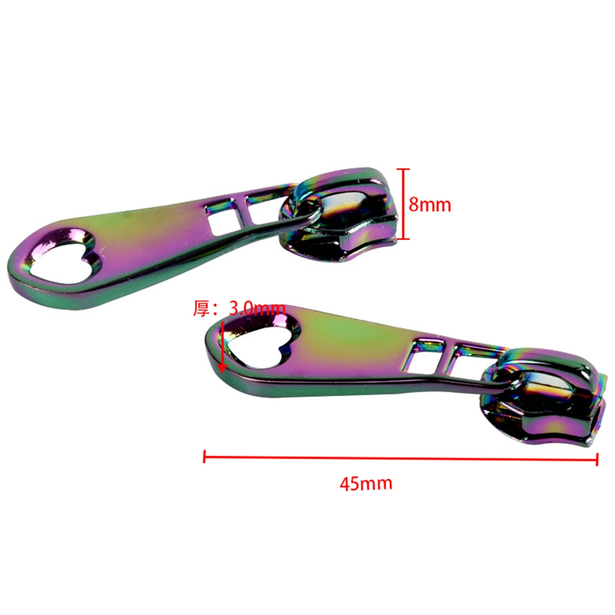 Rainbow Zipper Slider Head Handbag Heart Zipper Pull Replacement